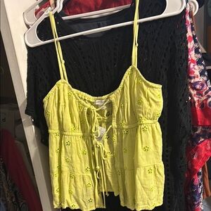 American eagle Yellow Lace-Up Women’s Top